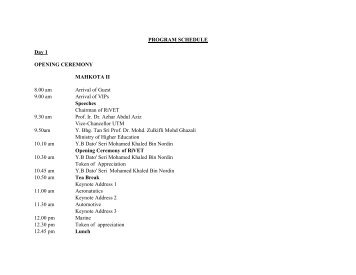 PROGRAM SCHEDULE Day 1 OPENING CEREMONY MAHKOTA II ...