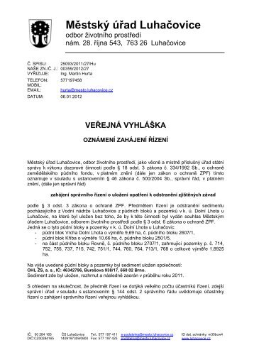Oznámení zahájení øízení veøejná vyhláıka - Luhacovice.cz