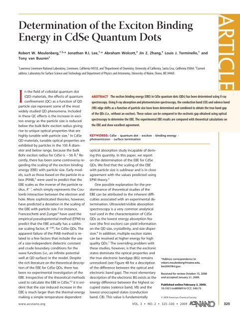 Determination of the Exciton Binding Energy in CdSe Quantum Dots