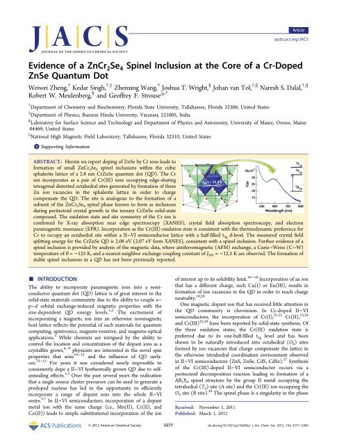 Evidence of a ZnCr2Se4 Spinel Inclusion at the Core of a Cr-Doped ...