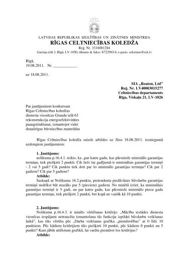 Jautajumi un atbildes - RCK LV