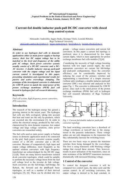 Current-fed double inductor push-pull DC/DC converter with closed ...