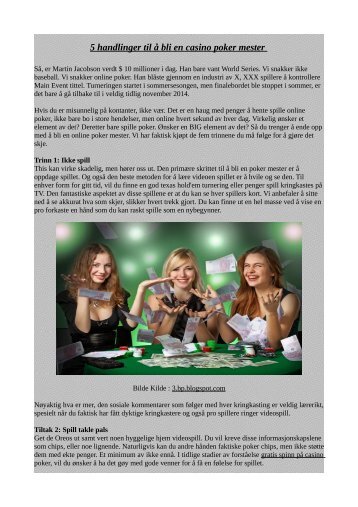 5 handlinger til å bli en casino poker mester