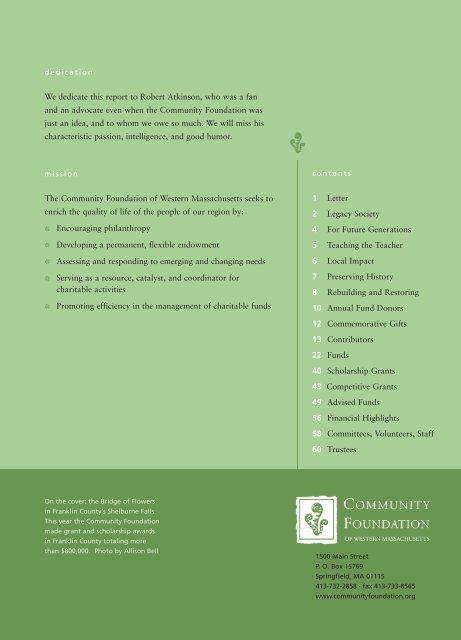 Annual Report - Community Foundation of Western Massachusetts