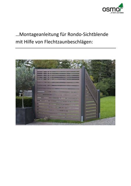 …Montageanleitung für Rondo-Sichtblende mit Hilfe von ... - Osmo