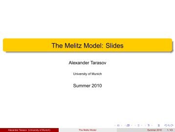 The Melitz Model: Slides