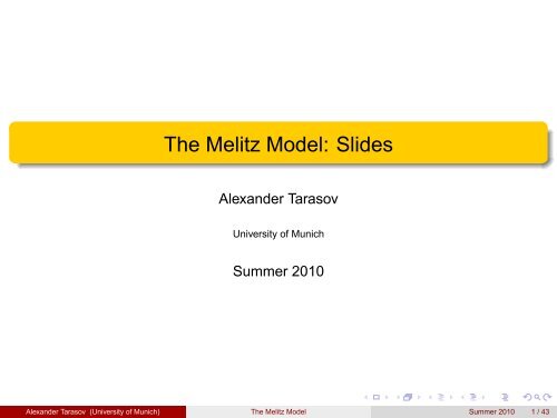 The Melitz Model: Slides