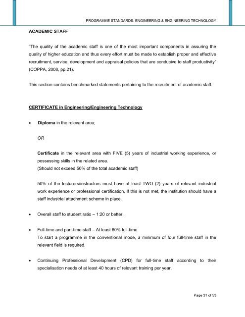 PROGRAMME STANDARDS: ENGINEERING ... - DrJJ