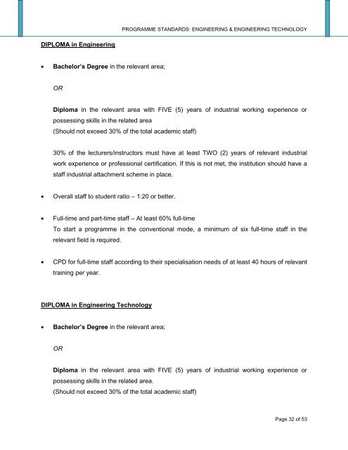 PROGRAMME STANDARDS: ENGINEERING ... - DrJJ