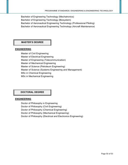 PROGRAMME STANDARDS: ENGINEERING ... - DrJJ