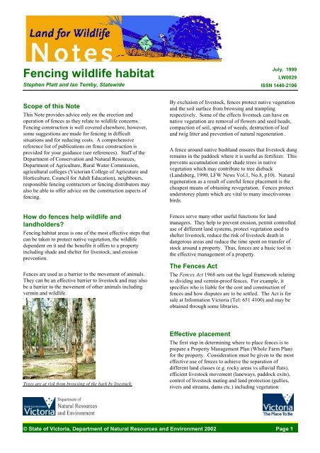 Fencing wildlife habitat (VIC) - Guide to Rural Residential Living