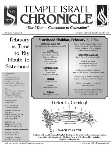 Chronicle Feb 04 - Temple Israel