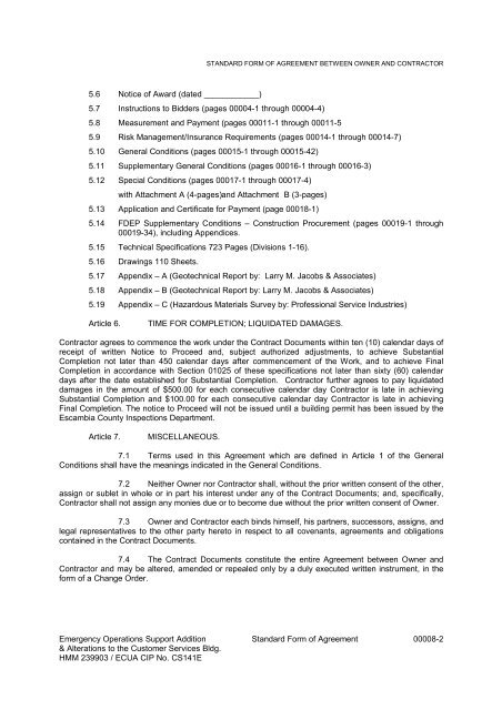 Specifications Volume One (Div. 0 thru 07) - Lord and Son ...