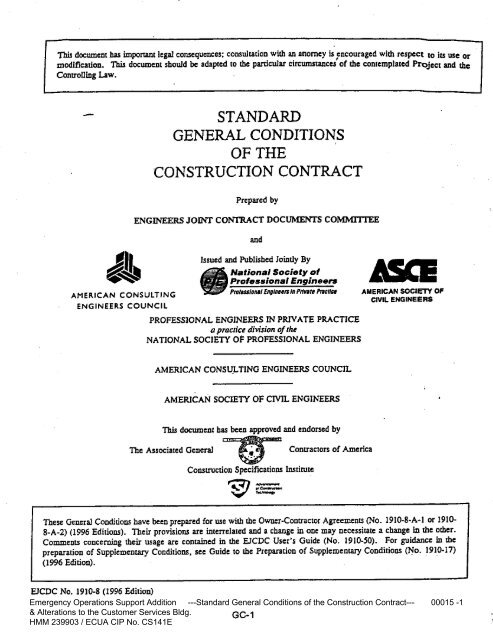 Specifications Volume One (Div. 0 thru 07) - Lord and Son ...