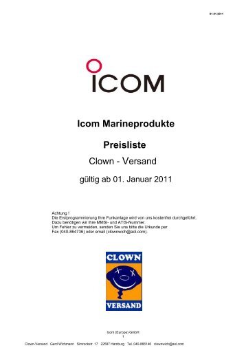 Icom Marineprodukte Preisliste - Clown-Versand