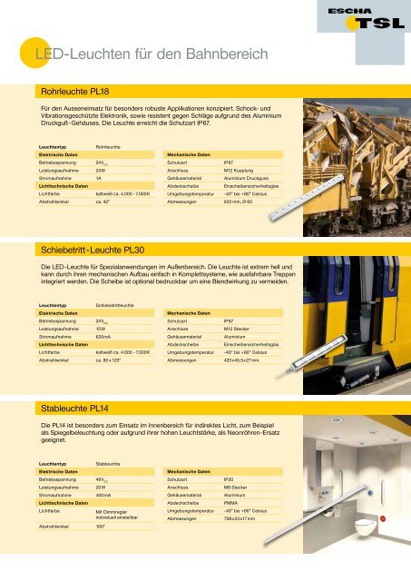 LED-Leuchten für den Bahnbereich [.PDF-Datei] - ESCHA TSL GmbH