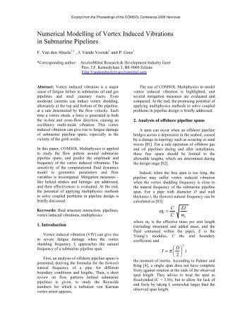 Numerical Modelling of Vortex Induced Vibrations in ... - COMSOL.com