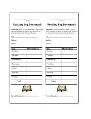 Reading Log Bookmark Reading Log Bookmark