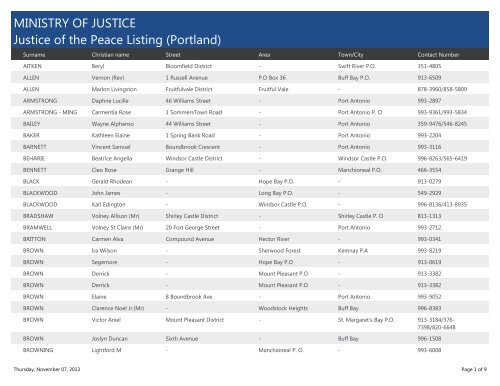 MINISTRY OF JUSTICE - JP Listing (Portland)