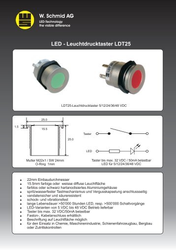 LED - Leuchtdrucktaster LDT25 - W. Schmid AG - Fislisbach ...