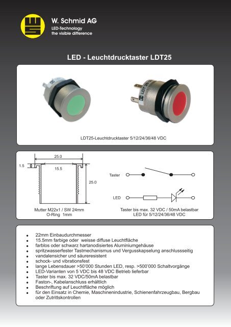 LED - Leuchtdrucktaster LDT25 - W. Schmid AG - Fislisbach ...