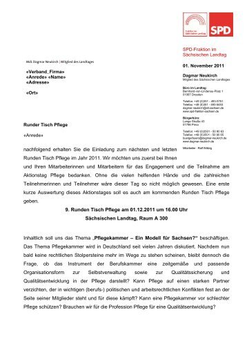 Einladung Runder Tisch Pflege fÃ¼r den 01.12.2011 - Dagmar ...