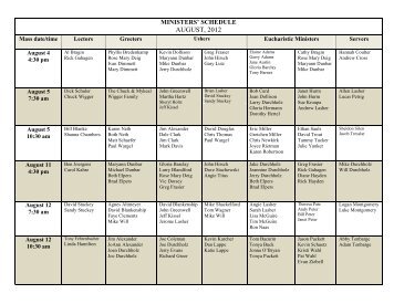 MINISTERS' SCHEDULE