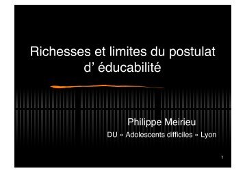 "Adolescents difficiles" le - Site de Philippe Meirieu