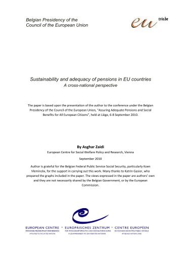 Sustainability and adequacy of pensions in EU countries. A cross ...