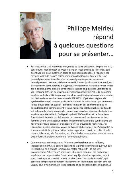 Philippe Meirieu Ra C Pond Site De Philippe Meirieu