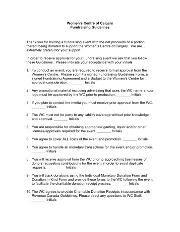 the Third Party Fundraising Guidelines Form - Women's Centre of ...