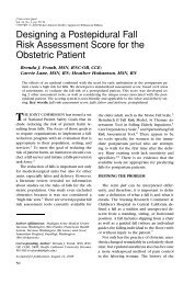 Designing a Postepidural Fall Risk Assessment Score for the ...