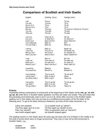 Comparison of Scottish and Irish Gaelic - House McFionn