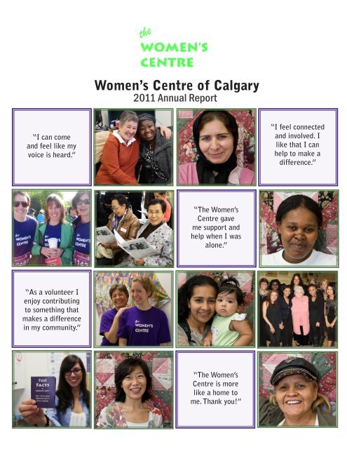 2011 At a Glance - Women's Centre of Calgary