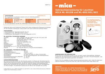 ML-601DB 01-2009 SETO FINAL.FH11 - Mica Elektro OY Ltd