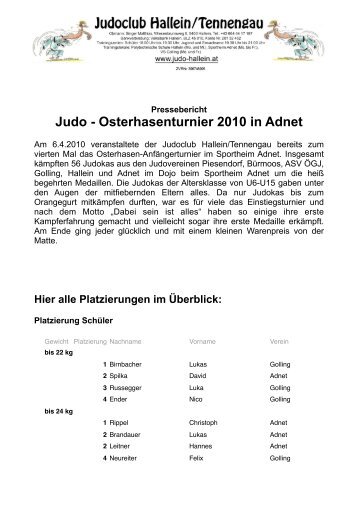 Pressebericht (.pdf) - Judoclub Hallein