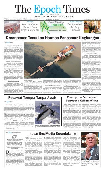 Greenpeace Temukan Hormon Pencemar ... - Epochtimes Indonesia