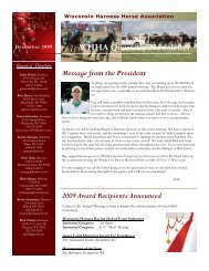 December 2009 - Wisconsin Harness Horse Association