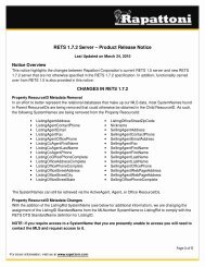RETS 1.7.2 Server – Product Release Notice - Rapattoni Corporation