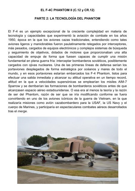 El F-4C PHANTOM II (C.12 Y CR.12). PARTE 2: LA TECNOLOGÍA DEL PHANTOM