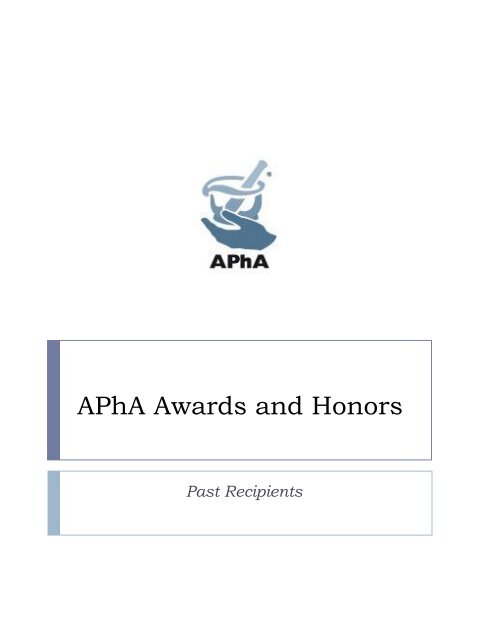Past APhA Award Recipients - American Pharmacists Association | Poster