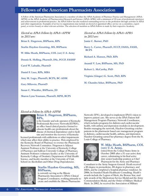 2013 APhA In Recognition of Excellence Awards Booklet - American ...