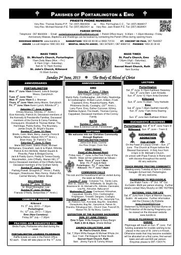 newsletter - Parishes of Portarlington & Emo, Diocese of Kildare ...
