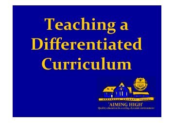 Teaching a Differentiated Curriculum at DPS