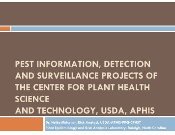 Detection and Surveillance Projects of the Center for Plant ... - CEDAF