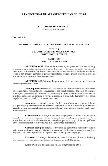 Ley 202-04 de Áreas Protegidas - CEDAF