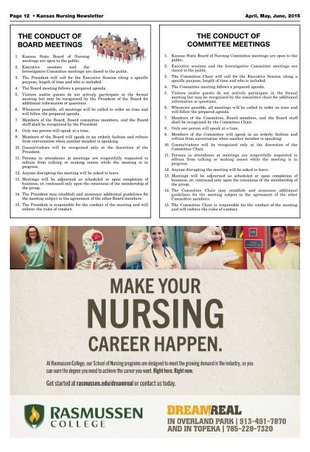Kansas Board of Nursing Newsletter - April 2015