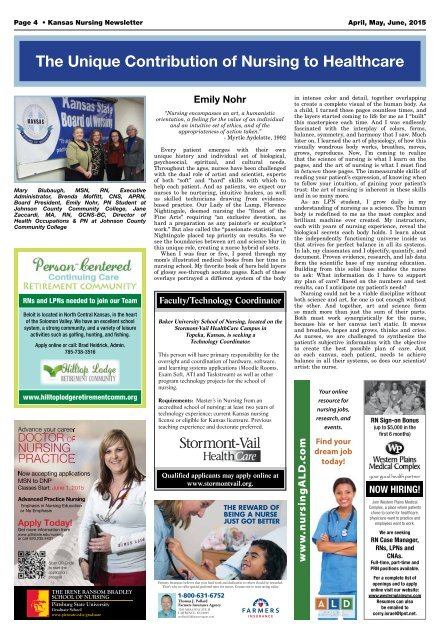 Kansas Board of Nursing Newsletter - April 2015