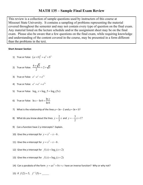 math 135 assignment solutions