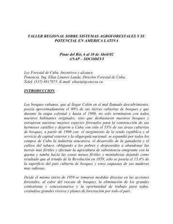 Cuba - Incentivos Forestales - CEDAF
